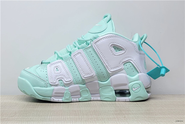 Youth Running Weapon Air More Uptempo Aqua/White Shoes 003